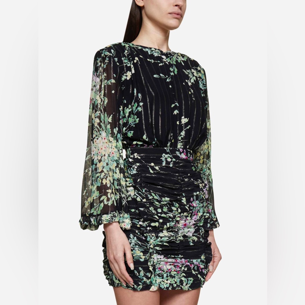 Sabina Musayev Romana Mini Dress Black Floral Small Open Back NWT - Picture 4 of 16